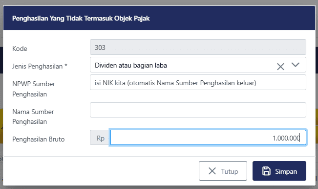 cara mengisi SPT tahunan bagi dividen investor 1