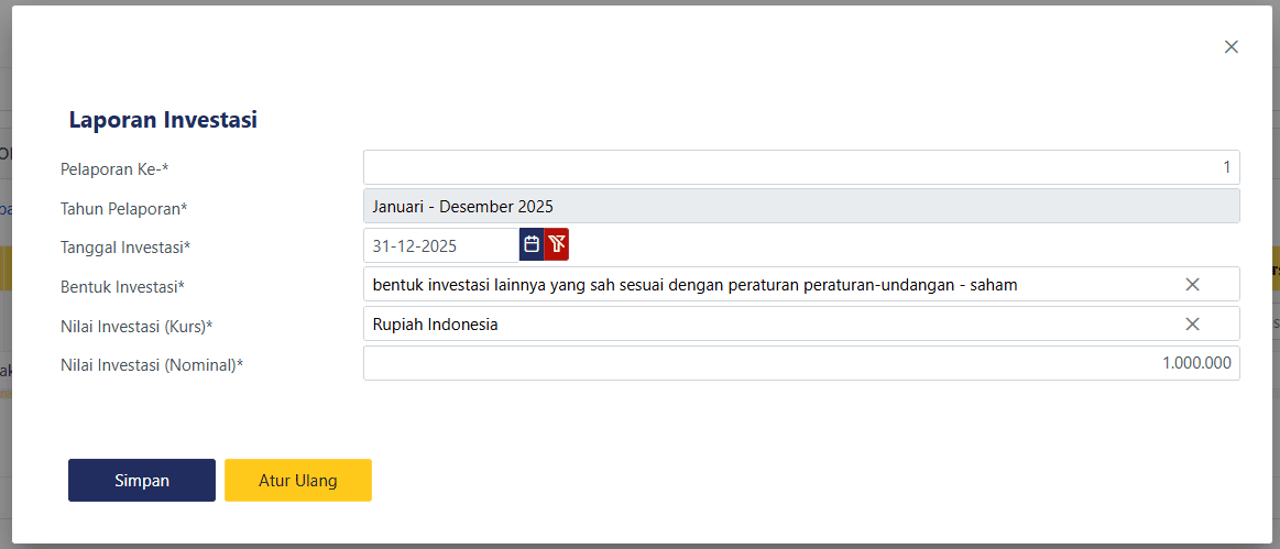 laporan investasi coretax 2
