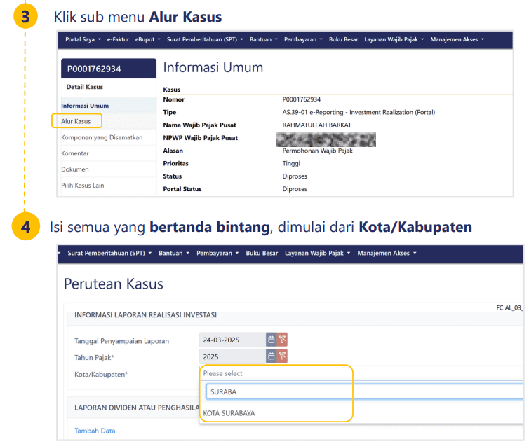 laporan realisasi investasi dividen coretax 2