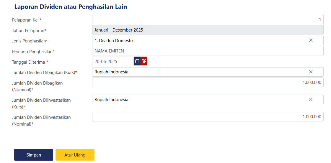laporan realisasi investasi dividen coretax 3