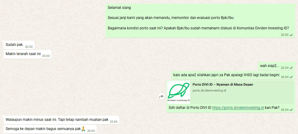 dividen investing monitoring evaluasi